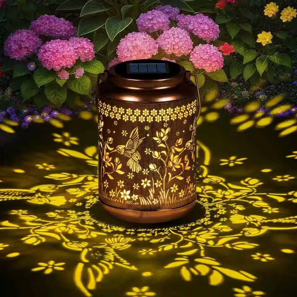 Hummingbird Solar Courtyard Lantern - Popular Garden Craft, In Stock, Balcony Wrought Iron Design