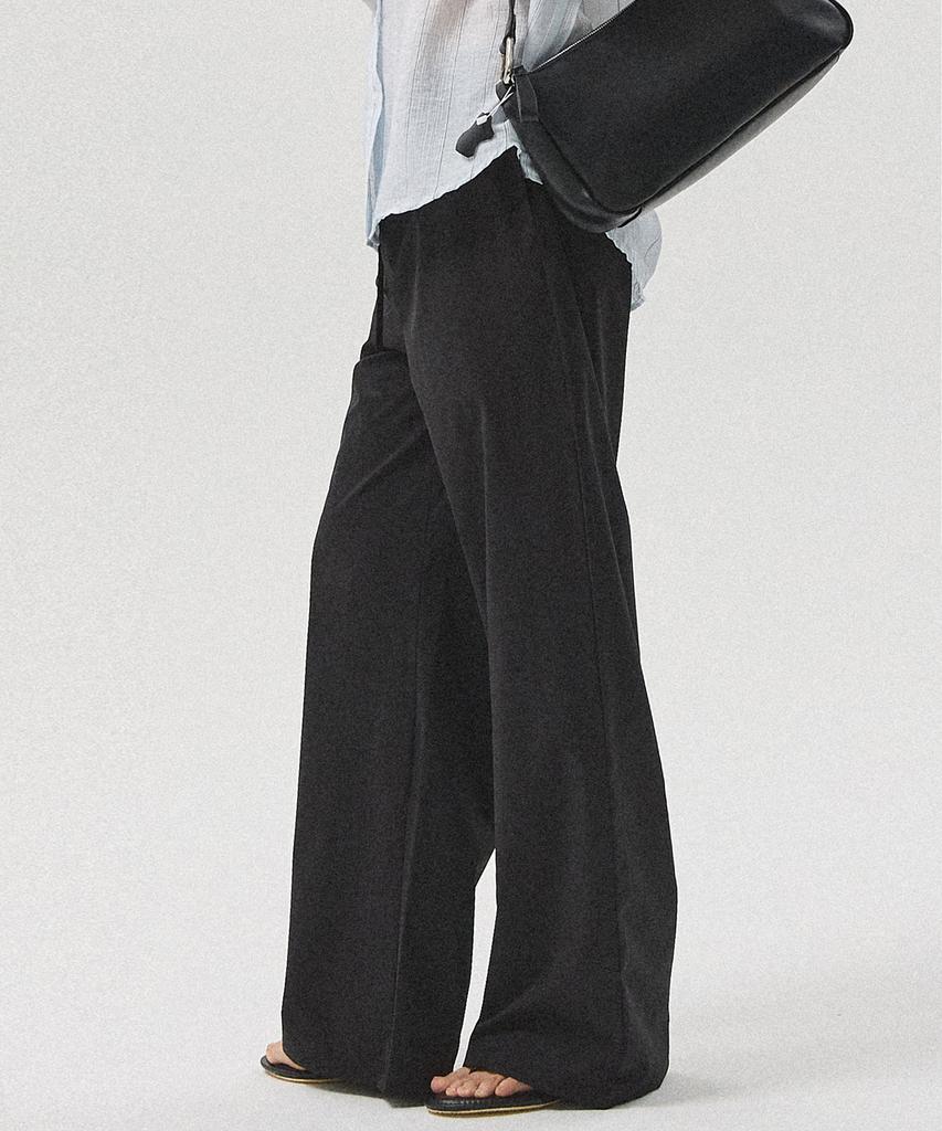 Aheule Ciro Cotton-Touch Banding Wide Straight Pants_Black
