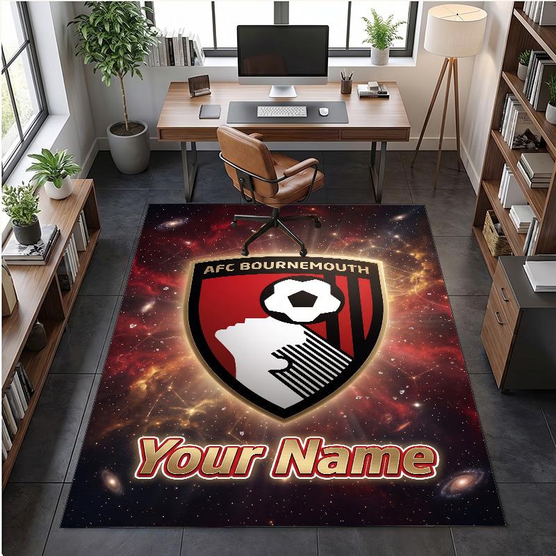 Crystal Velvet Rug Bournemouth Football Print Custom Name Text Floor Mat Home Decor