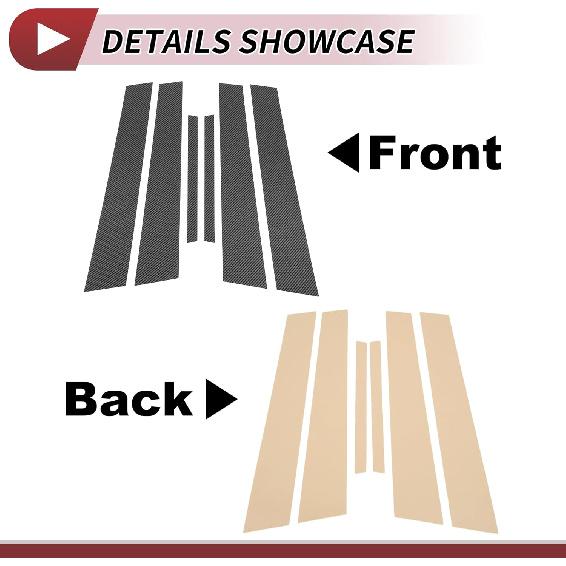 6 Pcs Door Pillar Window Trim for Nissan Maxima 2009-2015 Front Rear Left Right Anti Scratch Sticker Pillar Posts Cover Carbon Fiber Pattern Black