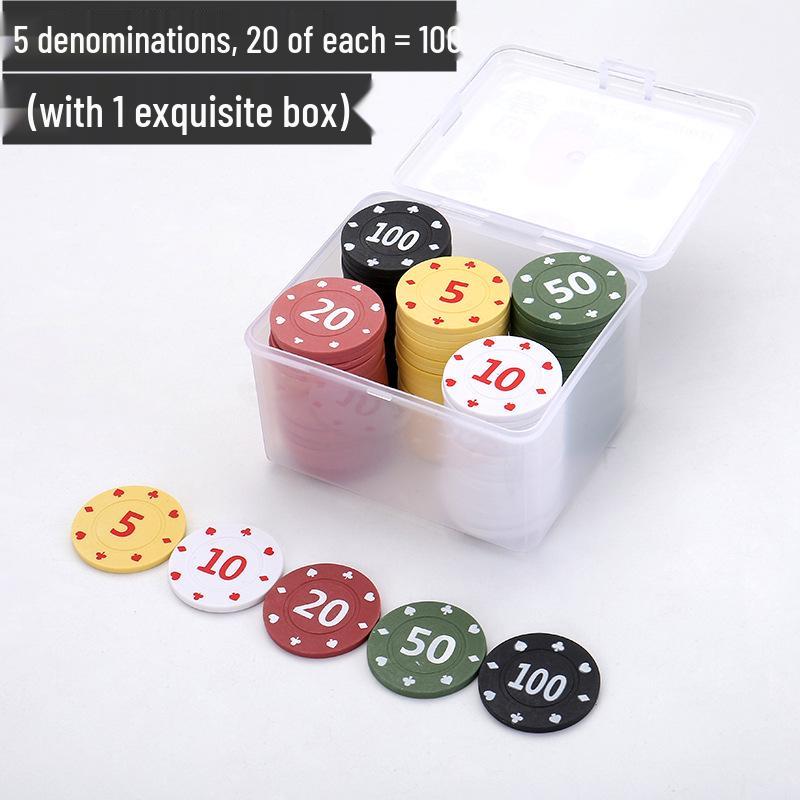 Boxed Set: 100 Plastic Baccarat Mahjong Poker Machine Tokens