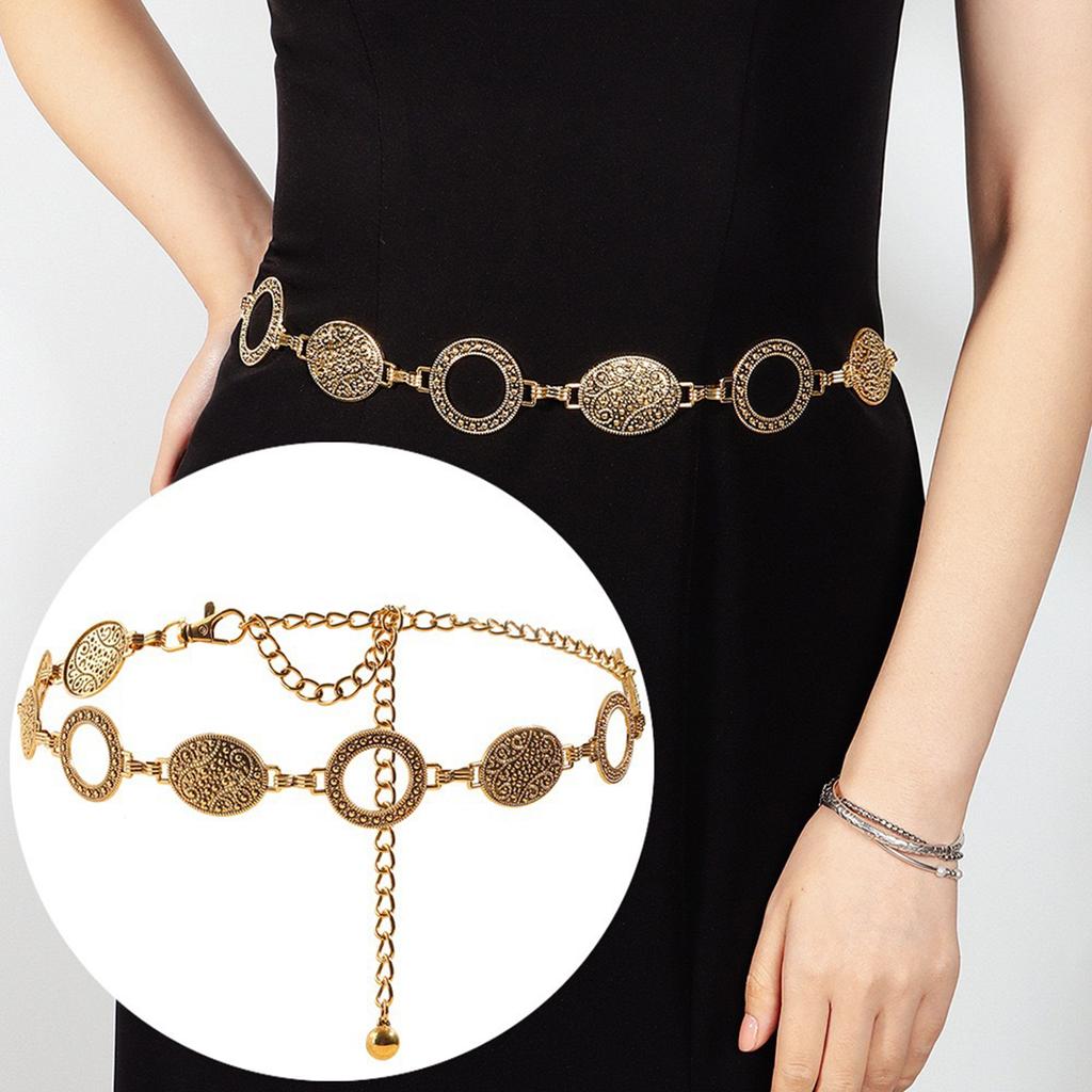 Retro Ethnic Style Round Chain Belt Fashionable And Versatile Women'S Skirt Accessories