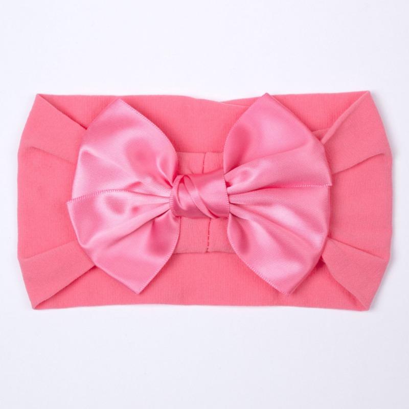 New soft nylon children's hair accessories, baby wide-edge bow elastic headscarf, baby headband.