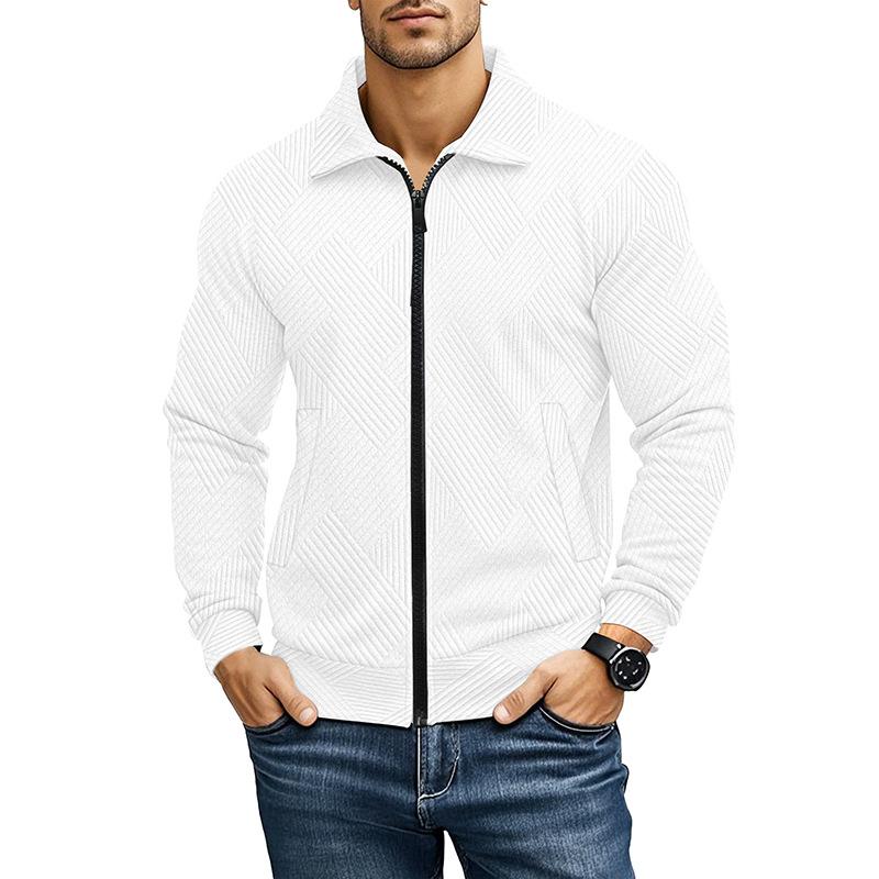 Men S Casual Waffle Knit Lapel Long Sleeve Solid Jacket S