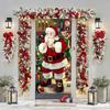 Christmas Door Cover Decorations With Santa Pattern Holiday Door Cover Holiday Background Decorations For Home Children's Room