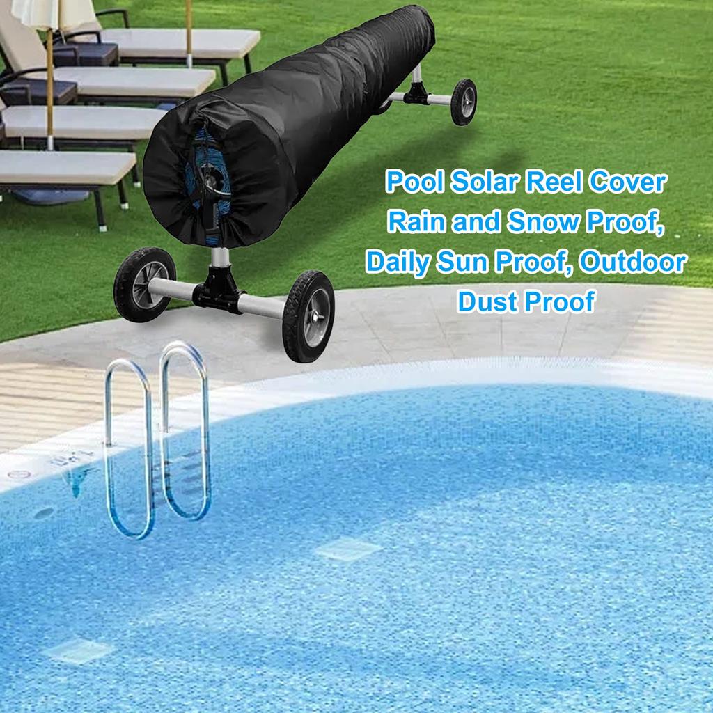 Pool Solar Reel Cover Pool Solar Reel Protective Cover Oxford Cloth Outdoor Pool Blanket Protector for Swimming Pools Black