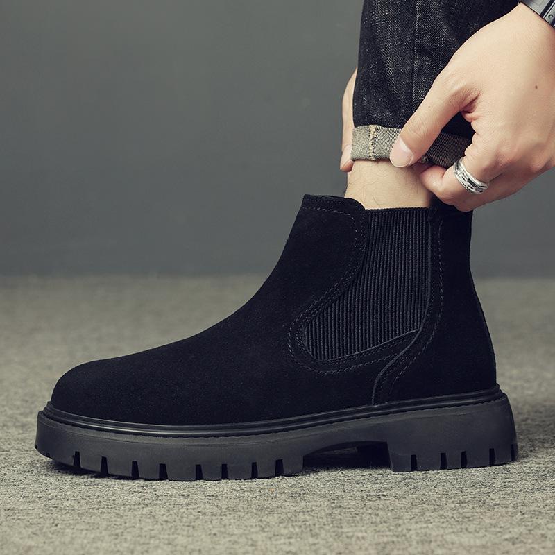 Autumn and Winter Martin Boots Men's High-top Autumn New Korean Version of Matte Leather Chelsea Boots Men's Breathable Mid-top Cigarette Boots