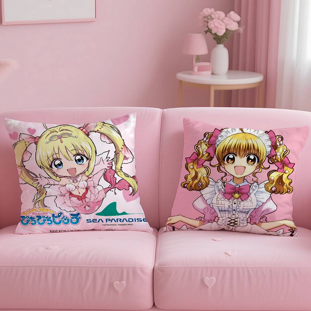 Mermaid Melody Pichi Pichi Pitch Pillow Case Anti-dustmite Pillowcase Invisible Zipper Silky Short Plush Sofa Cushion Cover