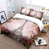 Eiffel Tower Floral Bedding Set Bedding Duvet Cover Set Duvet Cover Pillowcases (1 * Duvet Cover 2 * Pillowcases, without duvet insert)