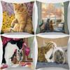 Fronha Quadrada 45x45cm Estampa Gato Fofo Sala de Estar Sofá Carro Escritório Capa de Almofada Quarto Decoração de Casa