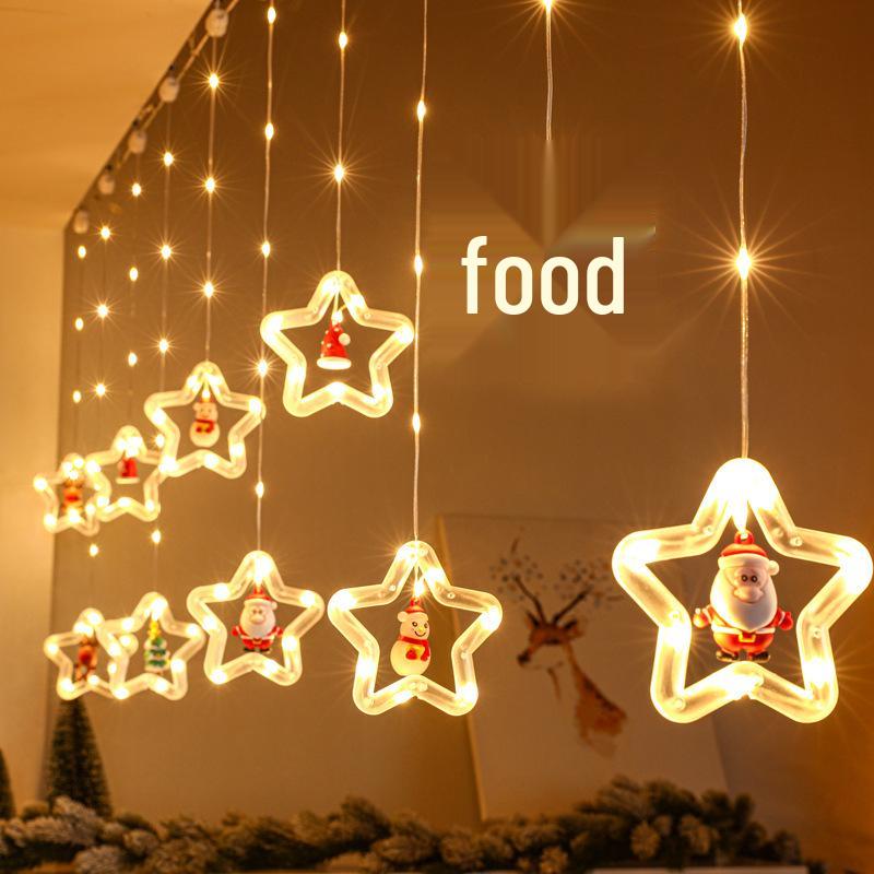 Santa Claus LED Curtain Lights – Colorful Christmas Festival Decoration for Windows