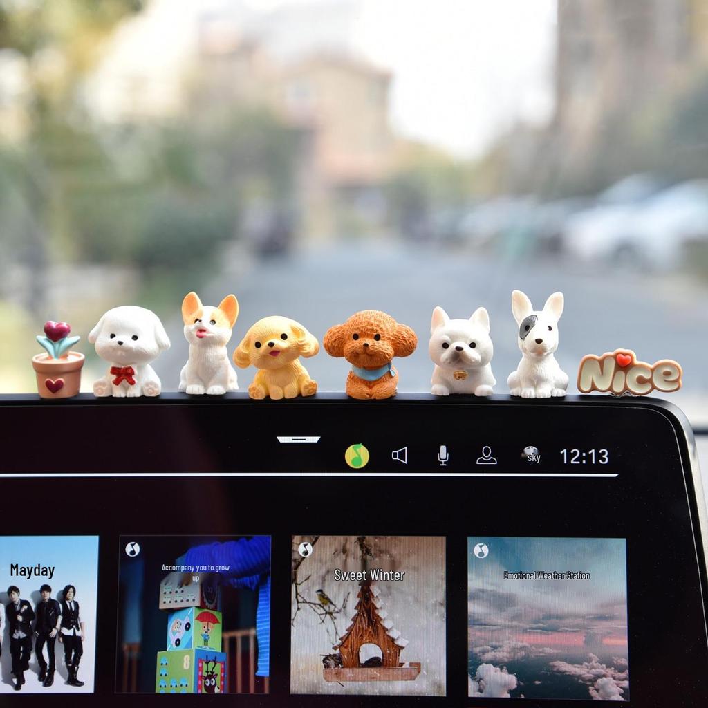 Cute Puppy Car Ornament Figure for Center Console Display
