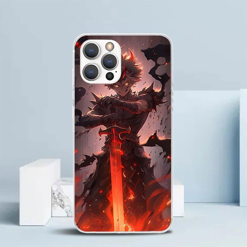 Black C-Clovers Anime Phone Case For IPhone 16 17 Air 16E 15 14 Plus 13 Mini 12 11 Pro Max 7 8 + SE 2020 Soft TPU Back Cover 16