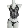Sexy Hollow Butterfly Lingerie Three-point Free-release Open-file Perspective Strap Large-size Onesie On the Bed