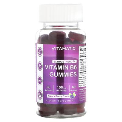 Vitamin B6, Extra Strength, Berry, 100mg, 60 Gummies (50mg Per Gummy)