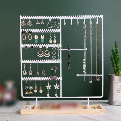 Multifunctional Earring Display Rack Necklace Ring Storage Rack Detachable Wooden Bottom Women Bracelet Watch Jewelry Rack