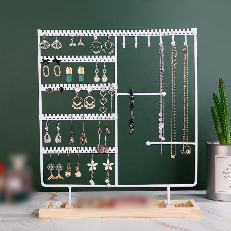 Jewelry Display Rack Earrings Ring Necklace Watch Jewelry Shelf Organizer Bracelet Stand Holder Hooks Home Storage Organizer