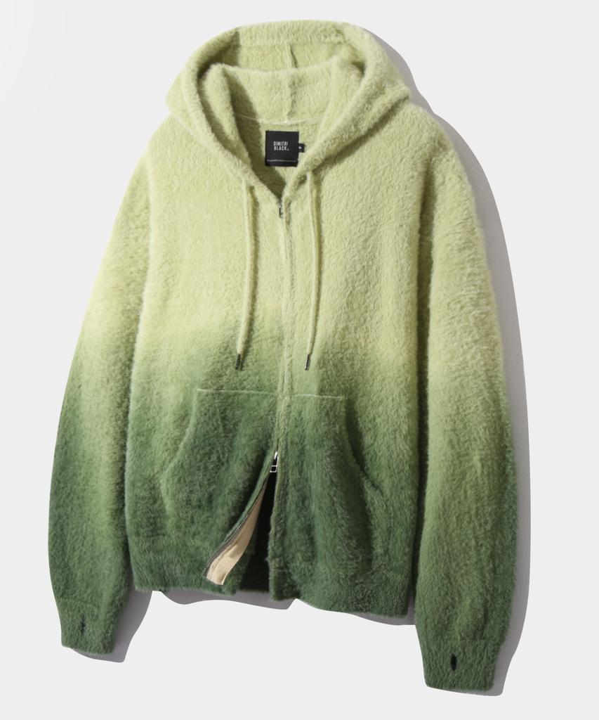 Dimiteulibeullaeg 2Way Essential Gradient Hairy Zip-Up Hoodie_Green