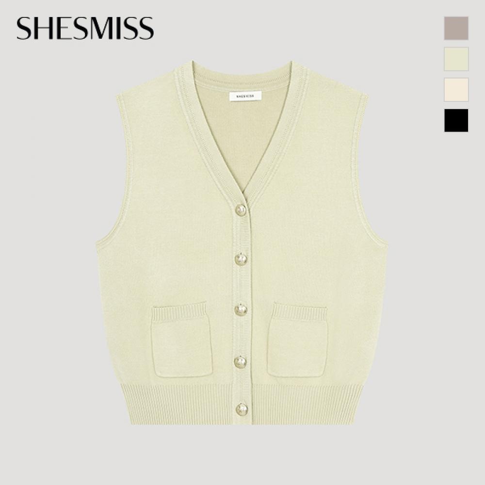 

She S miSS Button Layered Knit veSt SSkvto12010 creamy/55