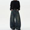 American Retro Washed Distressed Wide-Leg Jeans - Unisex Casual Trend