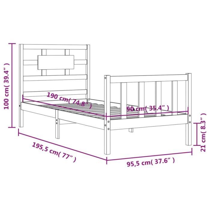 VidaXL Bed Frame with Headboard White Simple Solid Wood 3192522