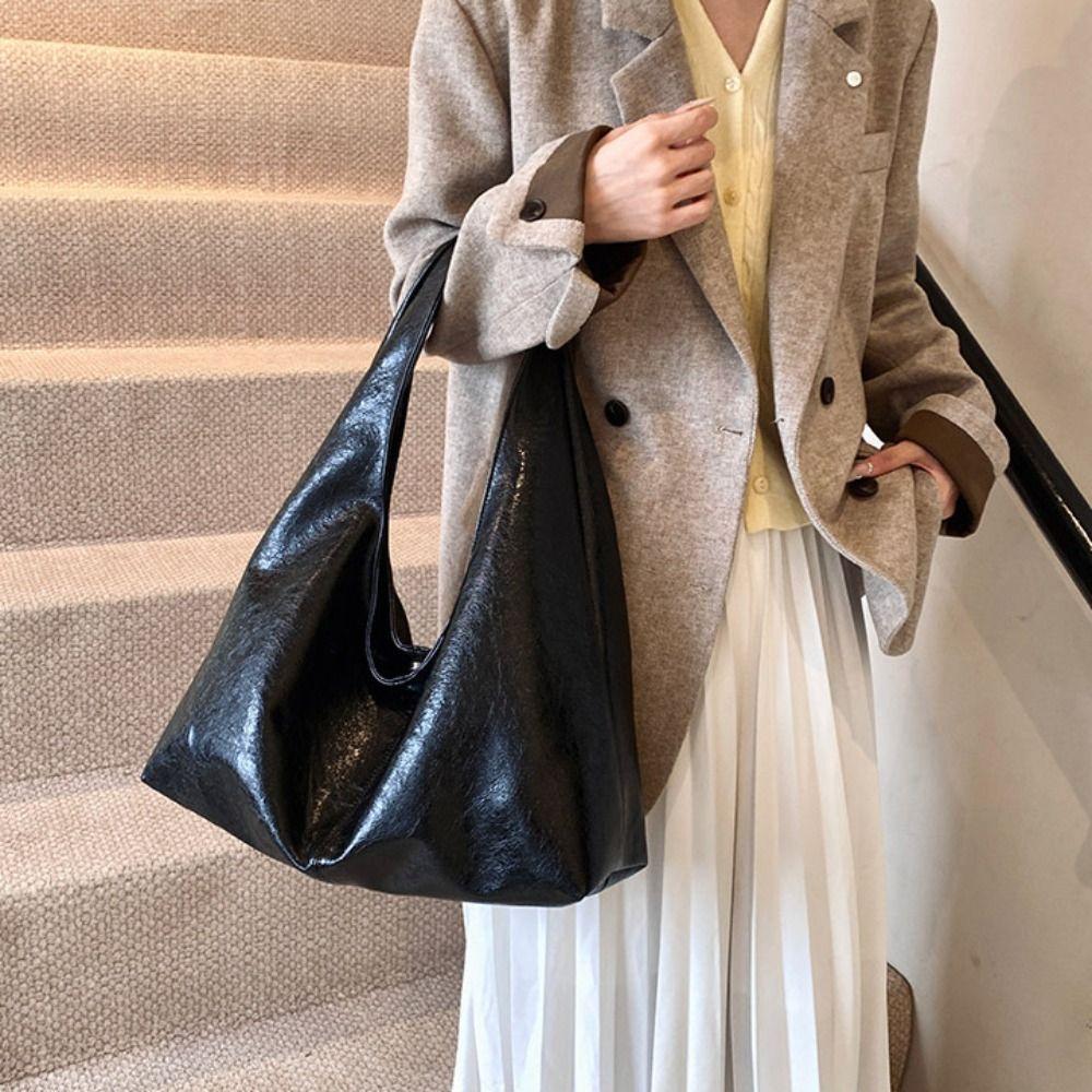 Borsa a Tote Retro PU Borsa a Tote Stile Coreano Borse da Sottobraccio Dolce Grande Capacità Borsa a Mano Impiegato/a