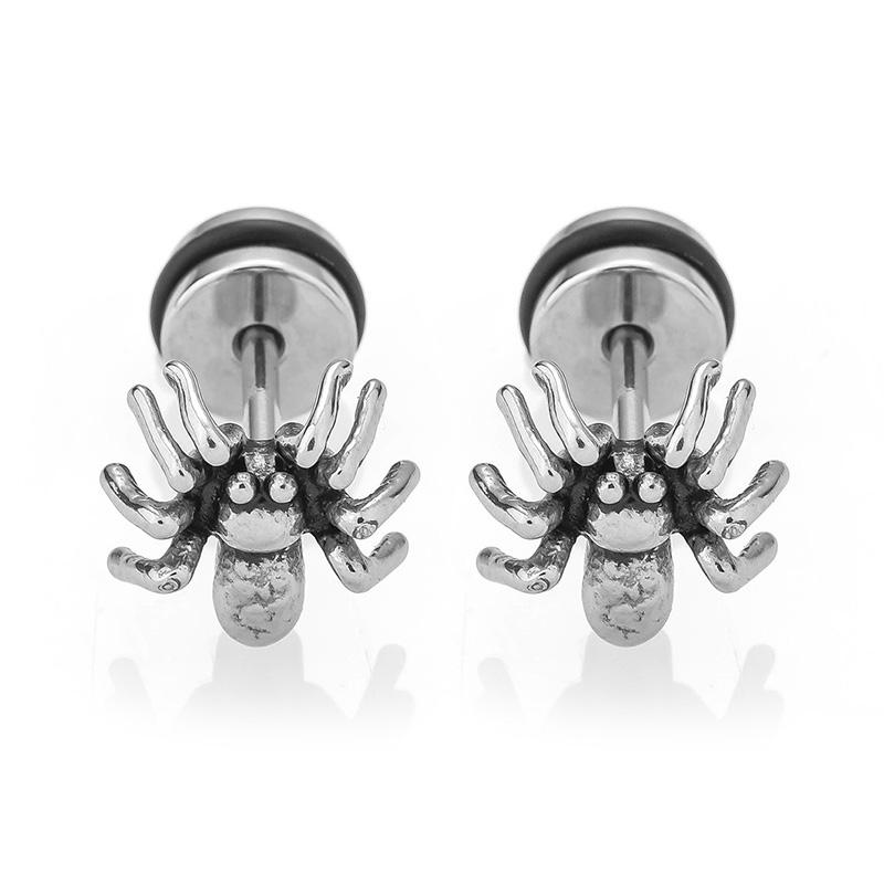 1 Pair New Style Gothic Dumbbell Stud Earrings For Men/Women Stainless Steel Punk Piercing Jewelry