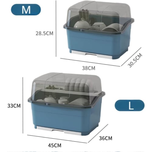 Riuuyyi Dish Drainer Basket, Dish Drying Box, Dish Drainer Rack with Cover, Kitchen Drain Rack with Clear Lid, Hygienic for Kitchen Utensils, Dustproo
