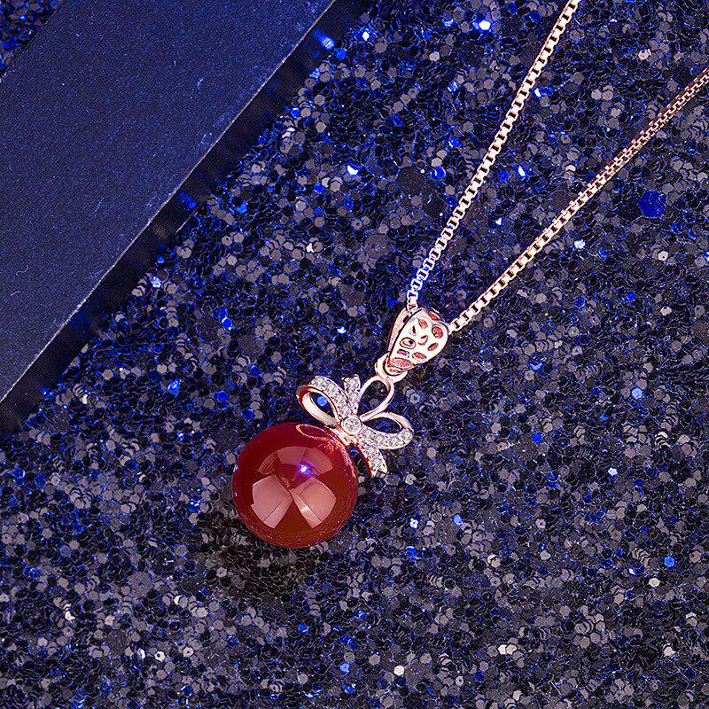 

Lindon Этнический стиль Винтаж Серебрение Ювелирные Изделия Круглый Кулон Ожерелье для Женщин Сердолик Хризопраз Лук Банкетный красный