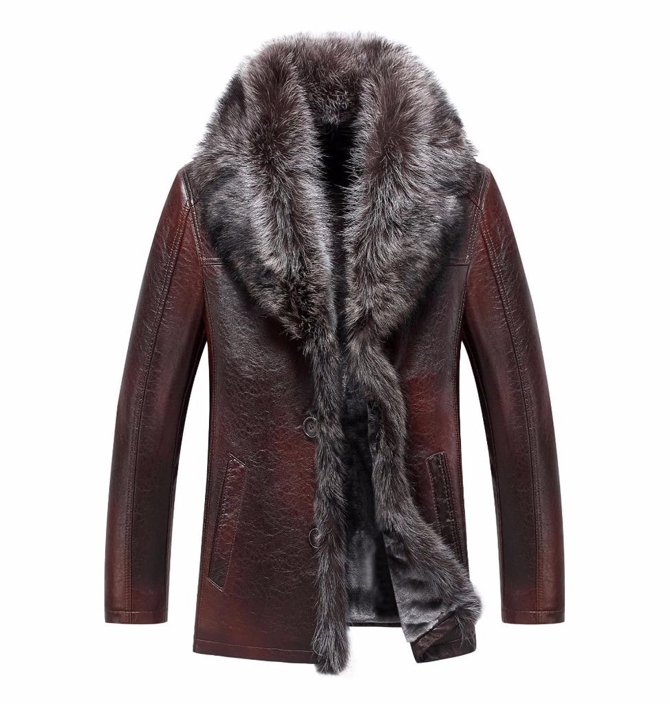 plus size fur collar leather jacket