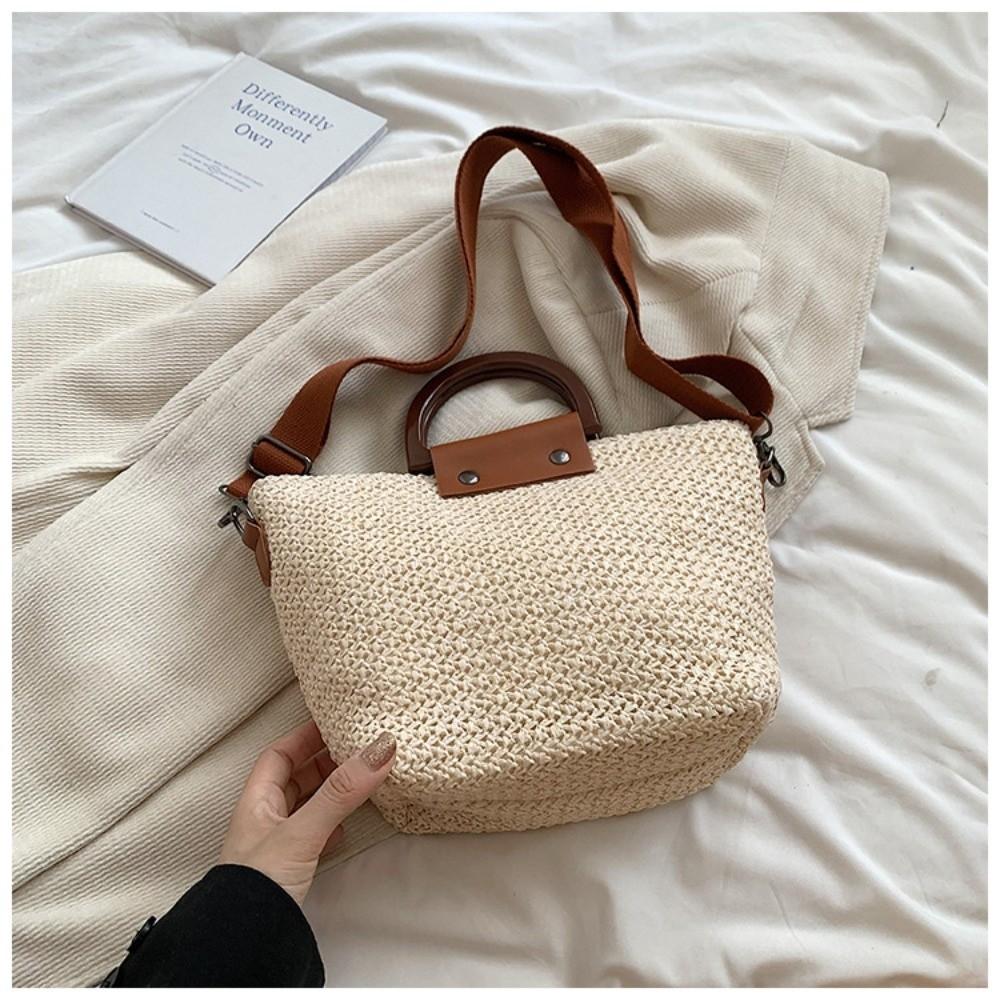 Fashion Weaving Straw Straw Bag Top Handle Bohemian Style Crossbody Bag Hand Woven Bag Beach Vacation