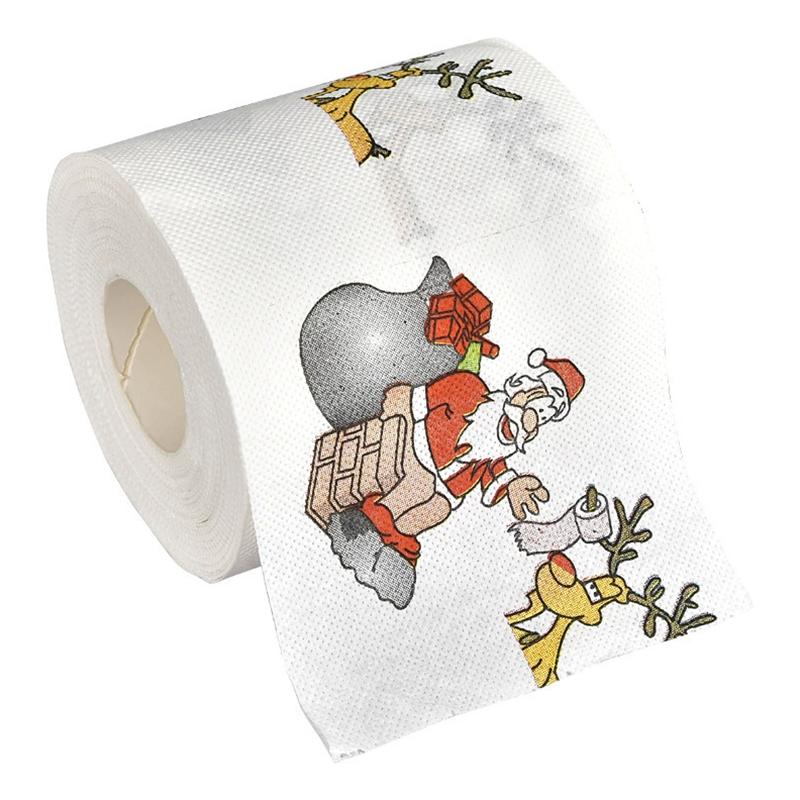 100G/Roll Wood Pulp Celebrations 10x10CM Disposable Santa Claus Dinners Xmas Christmas Tissue Chimney Pattern Design