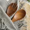 Reusable Wooden Fork Pasta Retro Salad Sushi Cooking Spoon Kitchen Utensil Tool