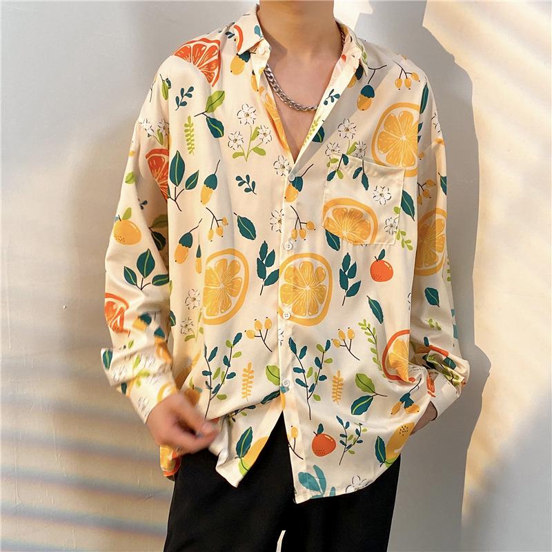 Unisex Thai Vintage Floral Long-Sleeve Shirt, Loose Fit for Street Dance, Spring/Autumn