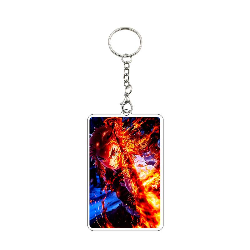 Fashion Anime Acrylic Keychain Accessories Tomioka Giyuu Kanroji Mitsuri Nezuko Cartoon Car Charm Pendant Gifts Toys Wholesale