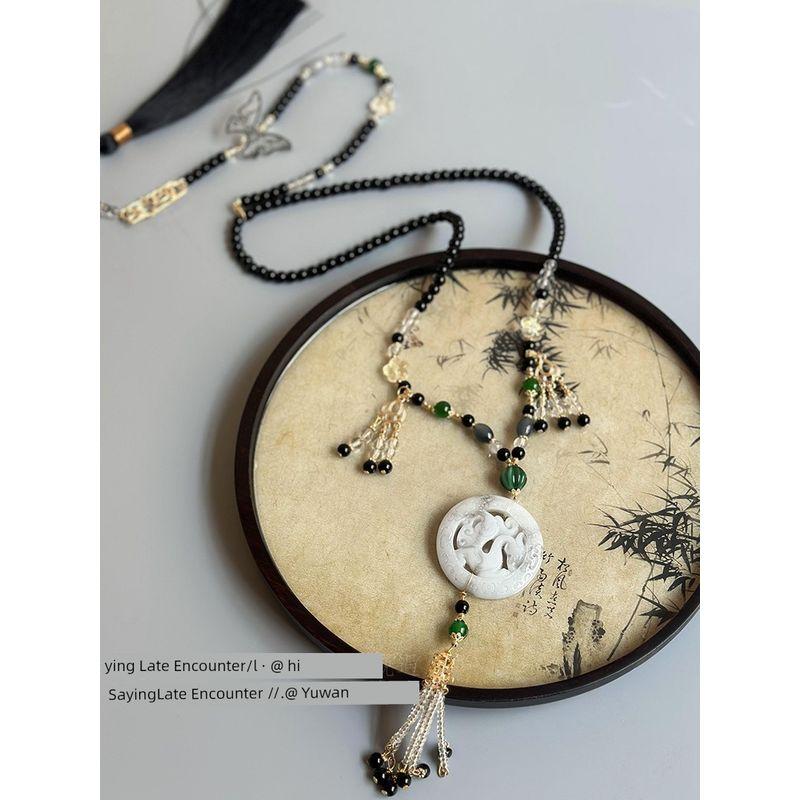 

Chinese Style Sweater Chain Horse-Face Skirt Cheongsam Beiyun [Shenyin] wreaths all necklace with back Cloud