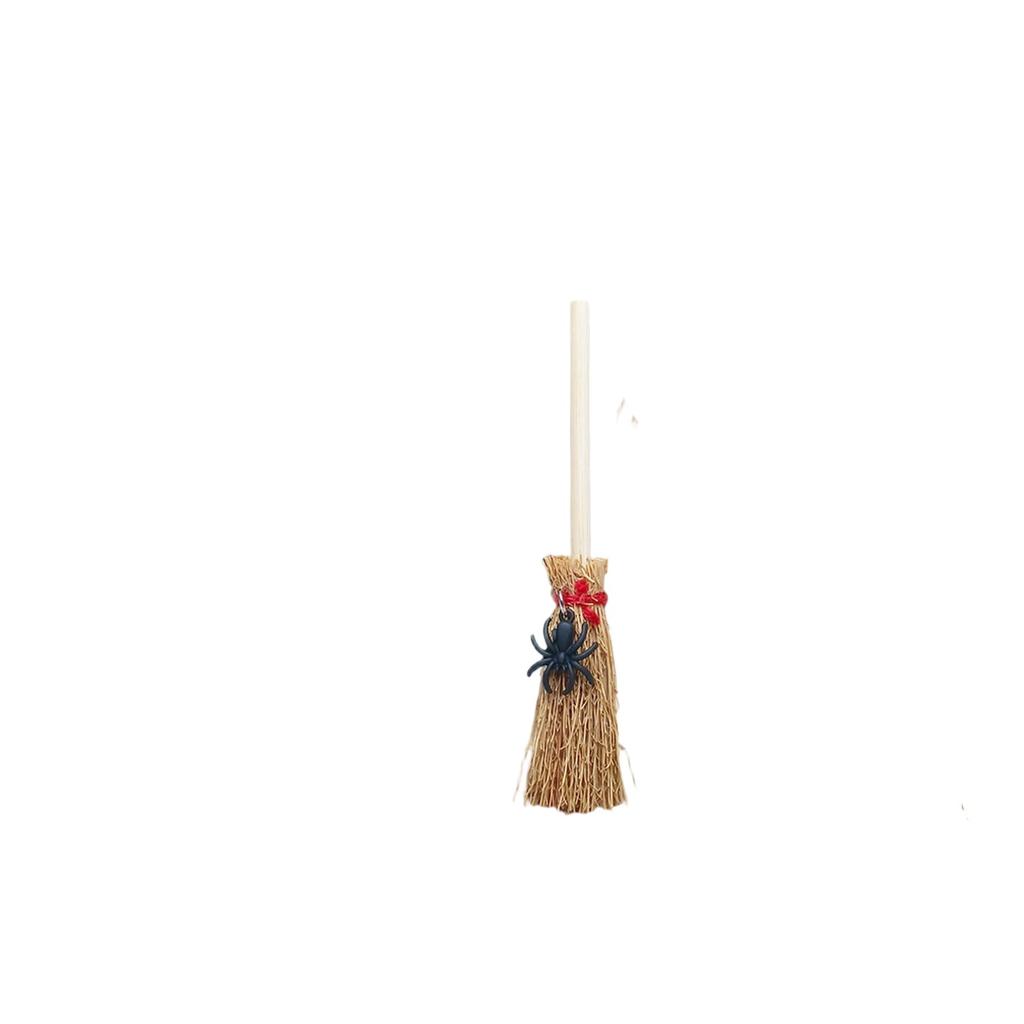 Cute Witch Broomstick , Miniature  Props, Small Dollhouse Witch Broomstick With Pendant, Halloween Witchcraft Decoration