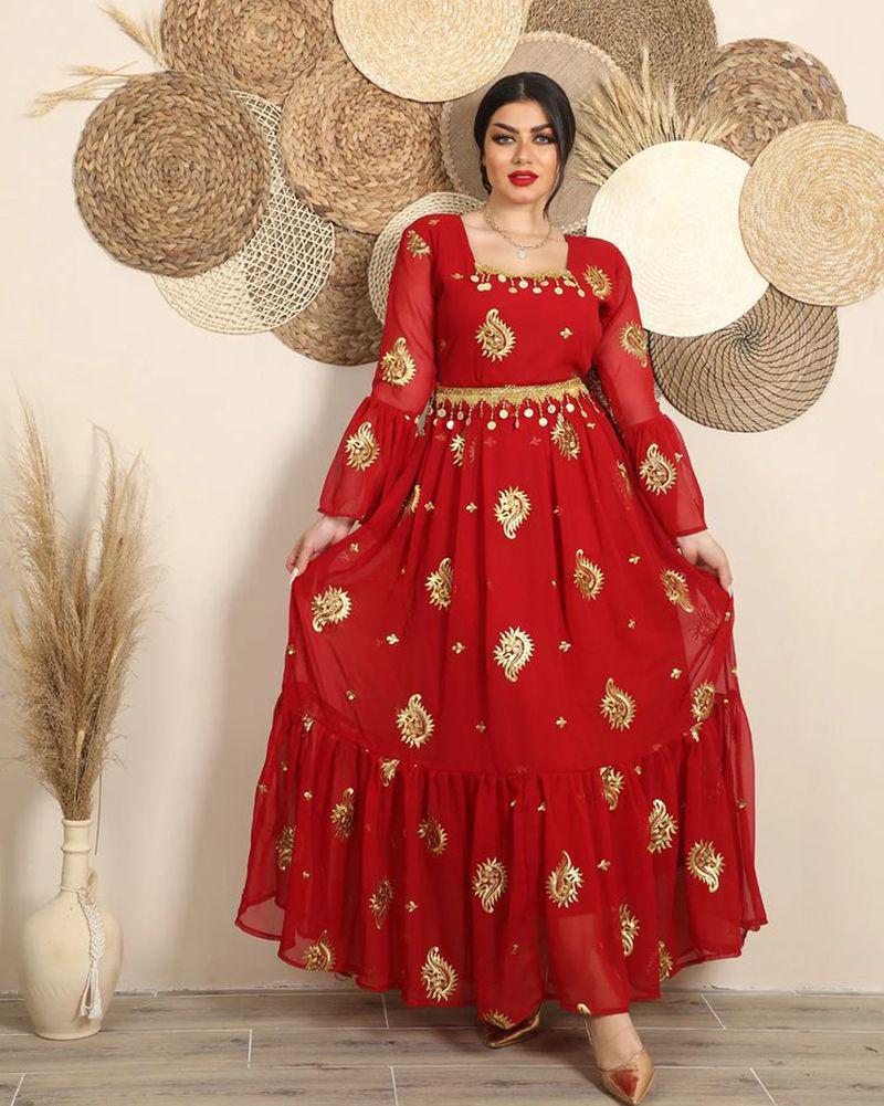 Spring/Summer 2022 Sexy Chiffon Embroidered Belt Dress for Women