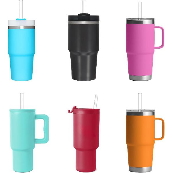 Replacement Straw Compatible with Stanley 14 oz 20 oz Cup Tumbler, 6 Pack Reble Straw with Cleaning Brush, Plastic, Clear