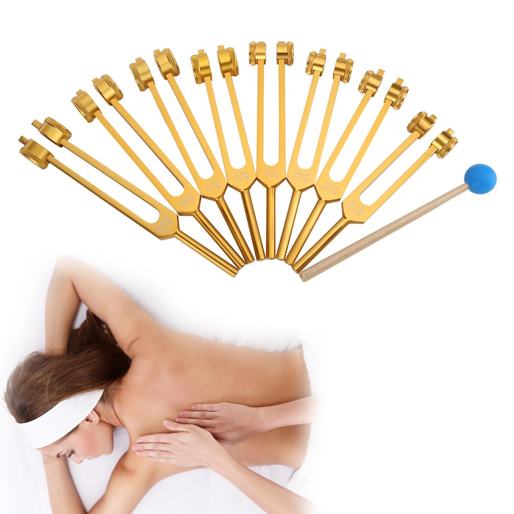 8pcs Professional Sound Healing Therapy Tuning Fork Aluminum Alloy Tuning Fork Tool Set