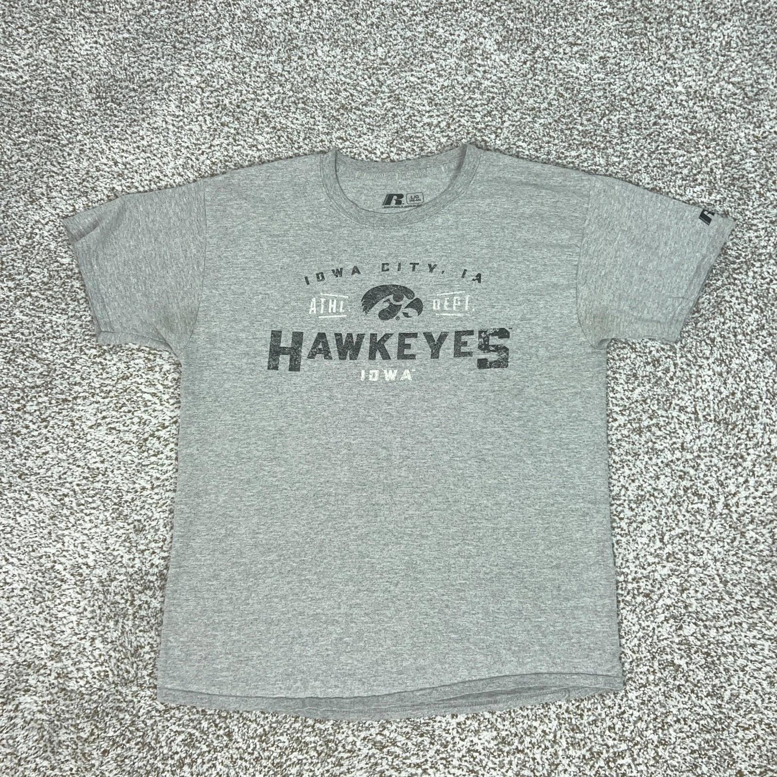 Iowa Hawkeyes Shirt Mens Large Gray NCAA Football Russell Athletic College Tee S