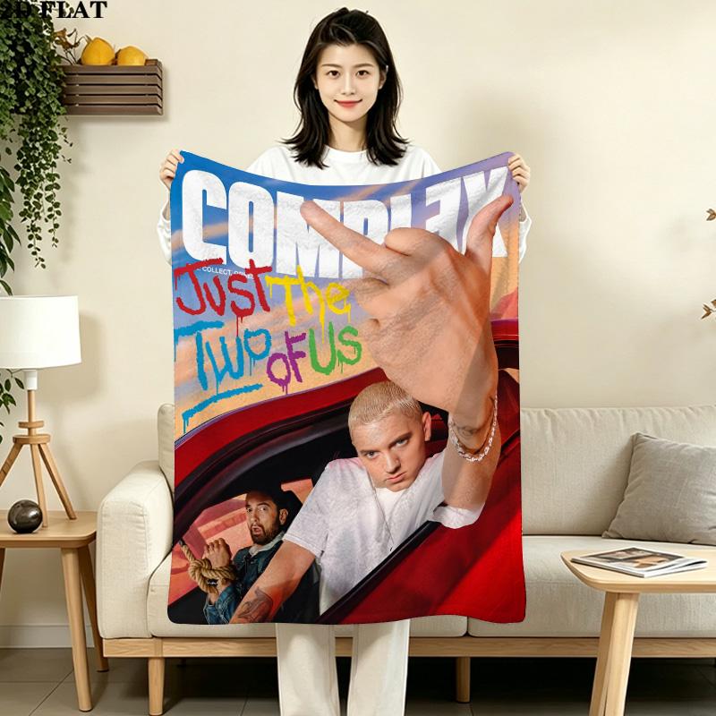 1PC Eminem Patterned Flannel Blanket Suitable For All Seasons For Home Decor Warmth And Comfort Gifts Holiday Present