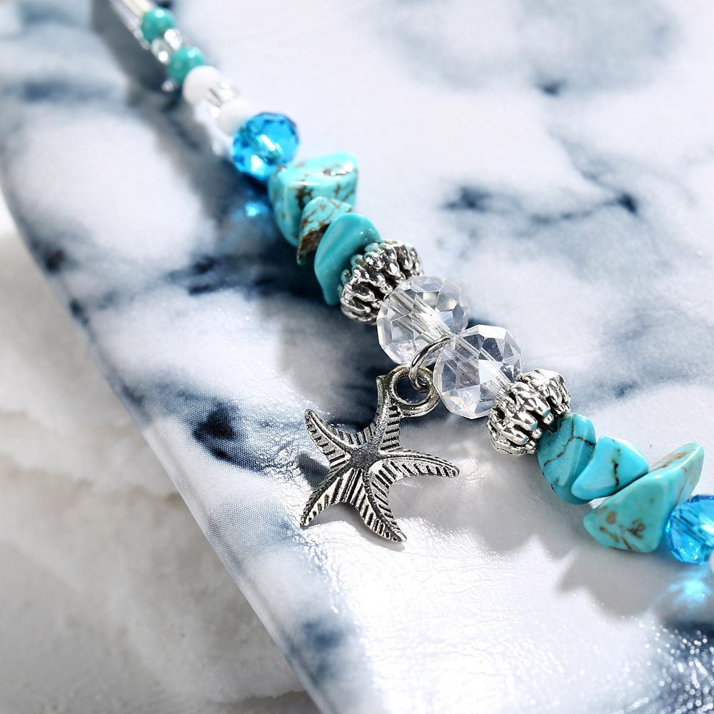 Vintage Starfish Pendant Anklets Stone Beads Ankle Women Summer Beach Handmade Bohemian Foot Chain travelling Souvenir Gifts