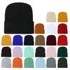 High Quality Solid Color Acrylic Wool Hat Outdoor Warm Cold Hat Monochrome Knitted Hat Pullover Hat for Men and Women