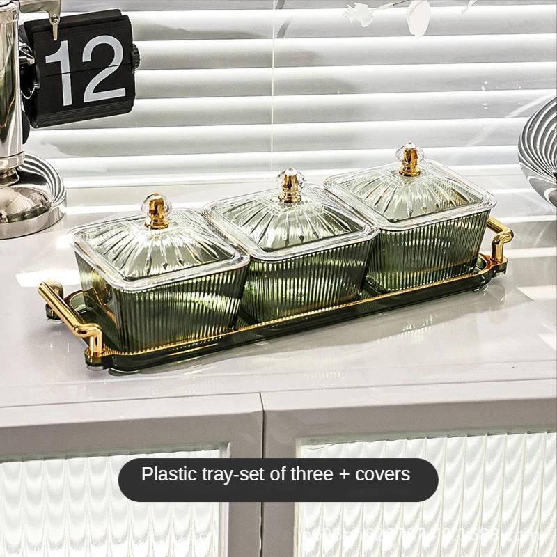 

New Dried Fruit Plate Green/amber/clear Round Fruit Plate Snack Dish Living Room Coffee Table Nut Candy Snack Fruit Tray
