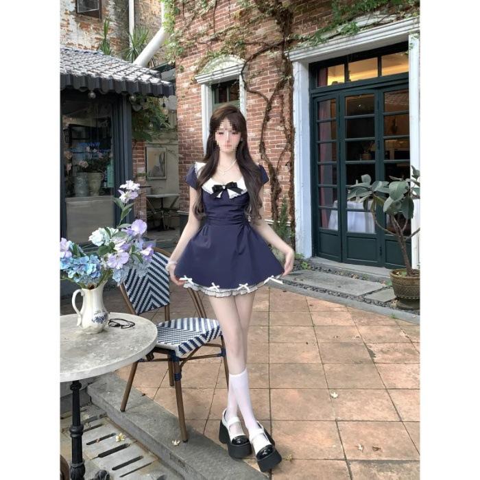 

Heiress Style Short Skirt - Waist-Cinched Summer Dress with Bowknot Design L