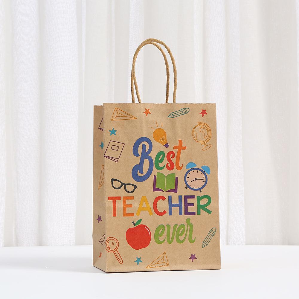30pcs Kraft Paper Gift Bags With Handles For Teacher Appreciation Party Favor Packaging Classroom Rewards And Thank You Gifts