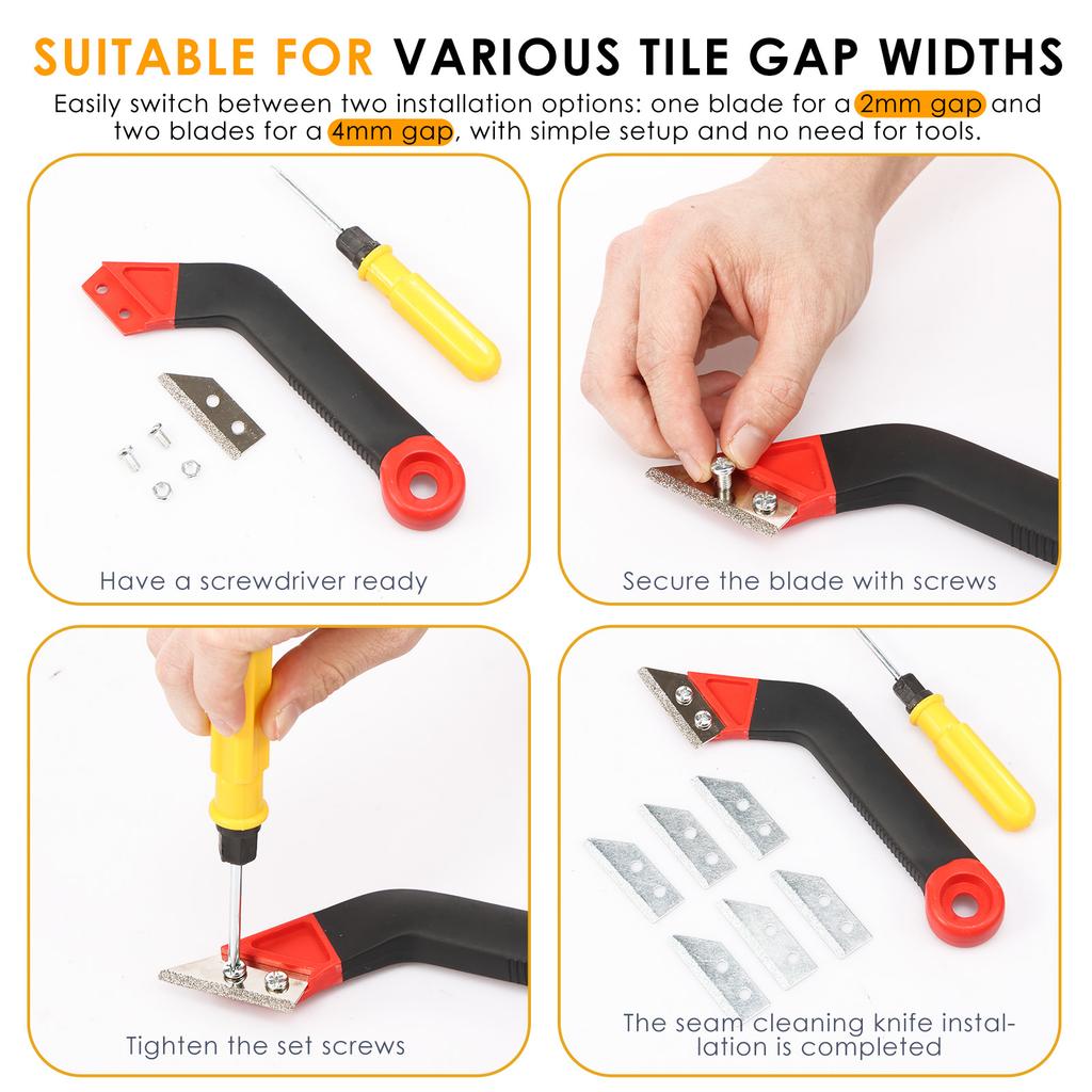 22Pcs Grout Removal Tool Kit Efficient Tile Grout Cleaner with Hook Knife Serrated Knife and Blades for Floor Tile Cleaning