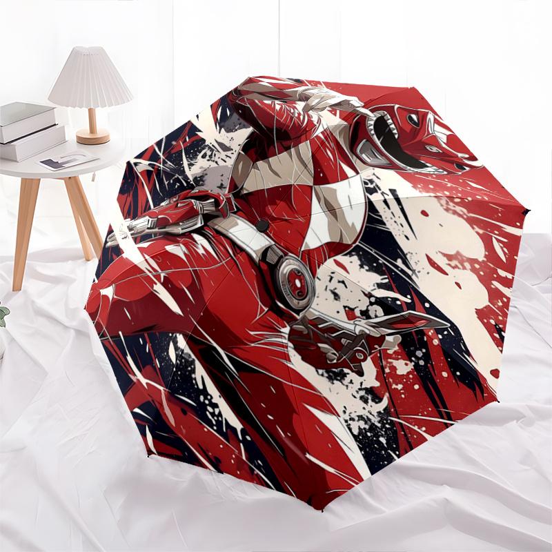 

1pc Red Ranger in Action Automatic Open/CloseUmbrella-CuteUmbrella with Cute Design, Portable 3-Fold Compact Umbrella for Men & Women, Valentine s Day