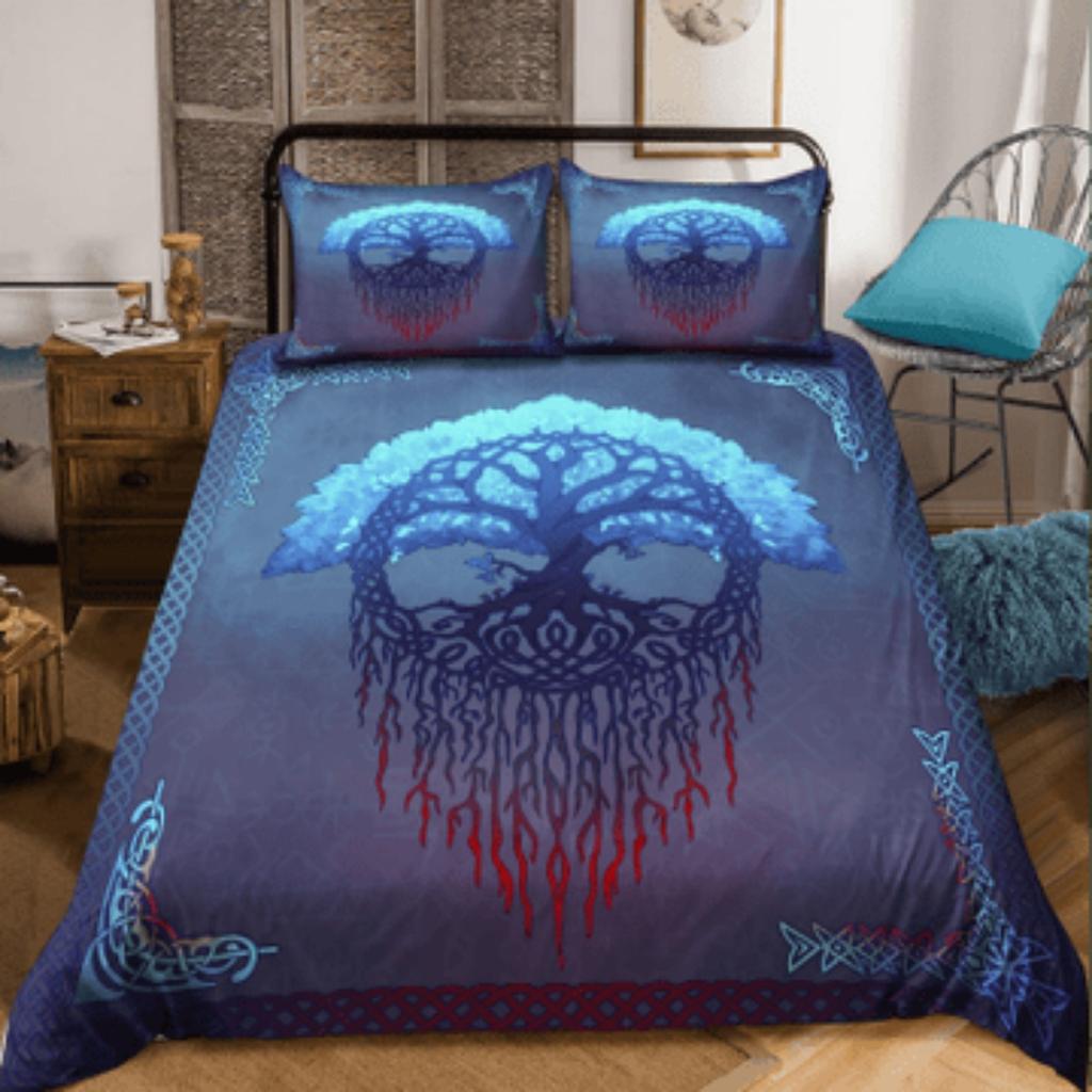 Tmarc Tee Red and Blue Dragons Comforter Duvet Cover Set Bedding Cover Suit
